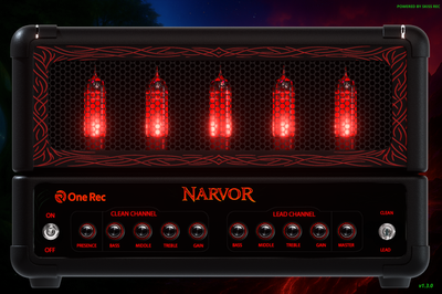 Narvör — Ampli virtuel high-gain 2 canaux. Saturation massive et dynamique précise.